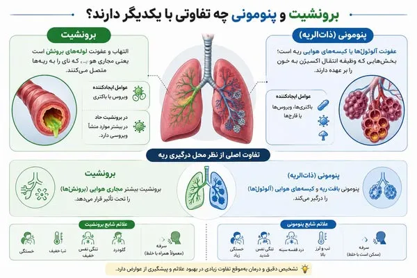 تفاوت بیماری برونشیت و ذات الریه